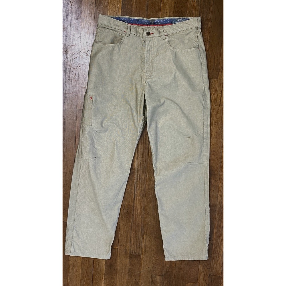 Orvis Trout Bum Mens Pants 36X30 Tan Twill Outdoor Hiking Fishing Camping Travel